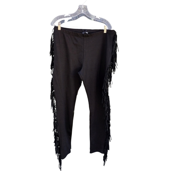 Fashion Nova Think Of Me Black Cropped Fringe Pants - Picture 3 of 8